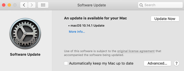 actualización de software macOS