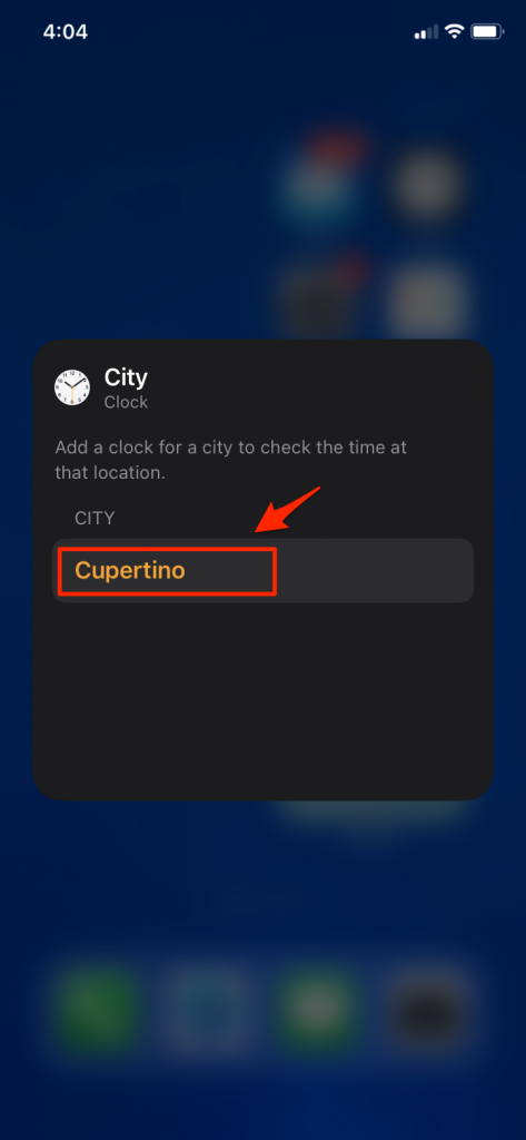 el widget es la hora de Cupertino