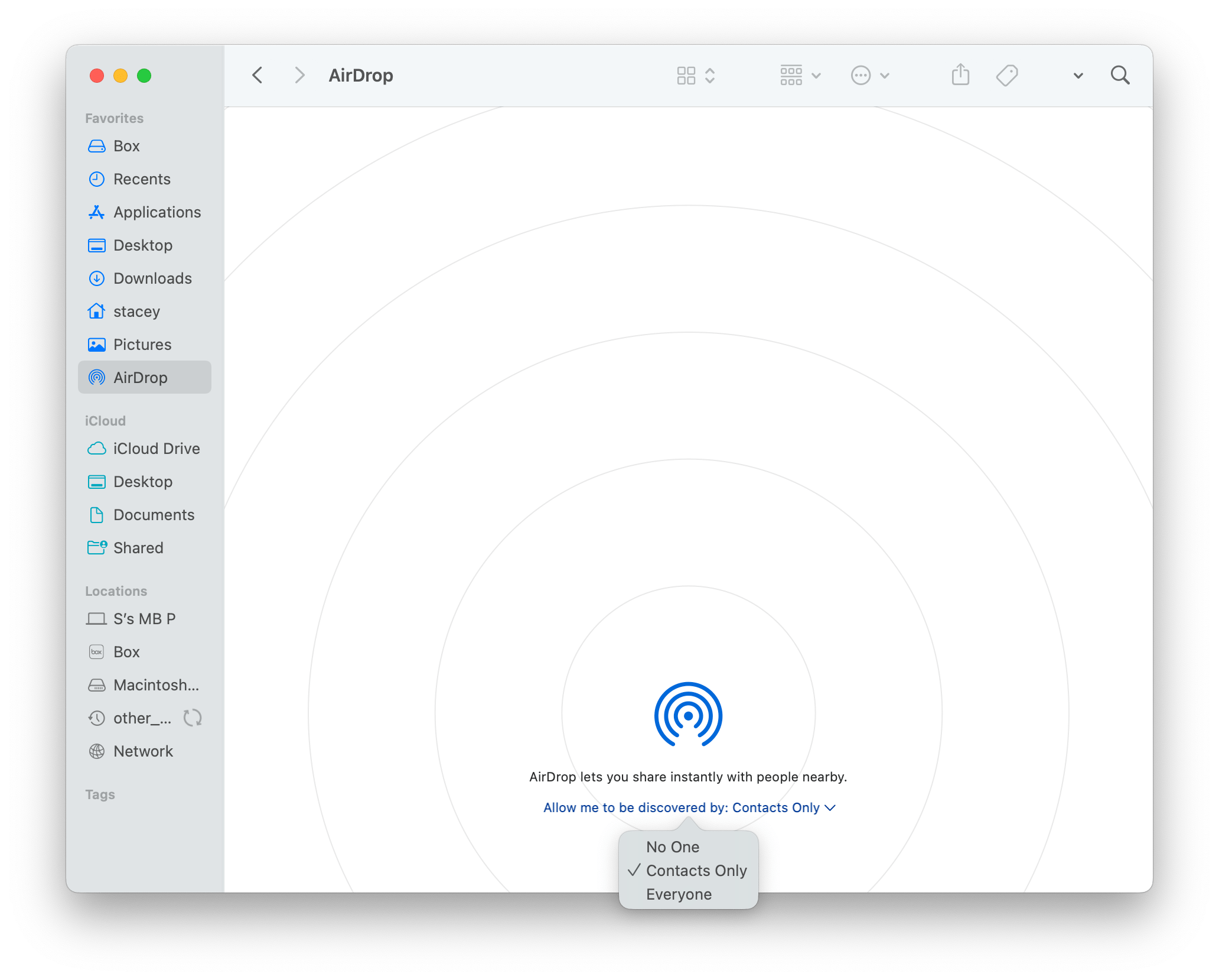 permitir AirDrop Mac