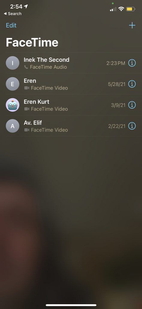 Registro de llamadas de FaceTime