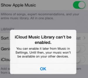 Error de la biblioteca de música de iCloud